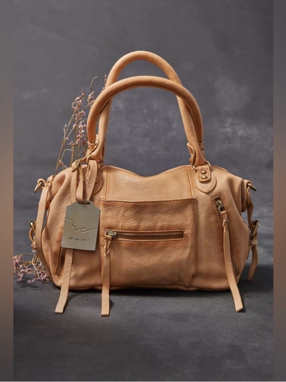 Free People We The Free Camel Leather Satchel Handbag